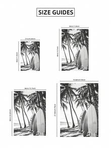 1件無框海岸逃逸牆面藝術 - 黑白海灘攝影，含棕櫚樹與復古衝浪板剪影，極簡海洋度假藝術版畫，豪華度假風裝飾，適用於臥室/客廳/書房/宿舍/海邊別墅 - 黑與白 - 查看 9