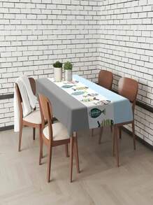 1/20 Stück moderne geometrische Fisch bedruckte Tischdecke, geeignet für Heimdekoration, Picknicks und Feierlichkeiten, Farbschemen in Hellblau und Grau, maschinell hergestelltes Polyesterfasergewebe, Tischtuch für den Esstisch.