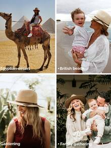 1 件度假休闲编织爵士帽草帽 - 米色+麻花裝飾 - 查看 3