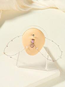 AVYRING 1 件性感水钻水晶腰链配心形吊坠夏季肚脐穿孔肚脐环比基尼节狂欢舞者身体链首饰女士 - 彩色 - 查看 4