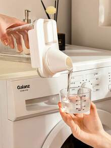 1 pieza Recipiente de almacenamiento transparente a prueba de humedad, multifuncional, a prueba de fugas con taza medidora, para detergente de ropa