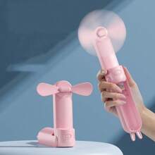 Mini ventilatore portatile, ricaricabile USB, 3 velocità regolabili, pieghevole, ventilatore manuale personale per ciglie per ragazze e donne, per viaggi, all'aperto, 500mAh, stile casuale