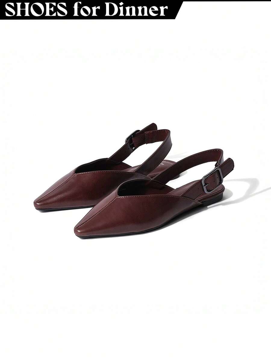 Women's Black Brown Leopard Slingback Flats – Pointed Toe Faux Leather Flats With Adjustable Strap - BRNOPA - Xem 1