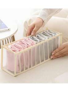 11格袜子抽屉整理器，耐用尼龙衣物收纳袋，带小隔层，适合日常衣柜整理，6格可扩展折叠女士内衣收纳盒 - 彩色 - 查看 14
