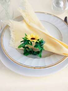 2pcs/6pcs/12pcs/Pack Sunflower & Leaf Evergreen Vine Napkin Rings, Decorative Napkin Rings Suitable For Birthday, Farm, Wedding, Restaurant, Hotel, Valentine's Day, Banquet, Buffet Table Decor, Party Supplies, Home & Kitchen Table Decor