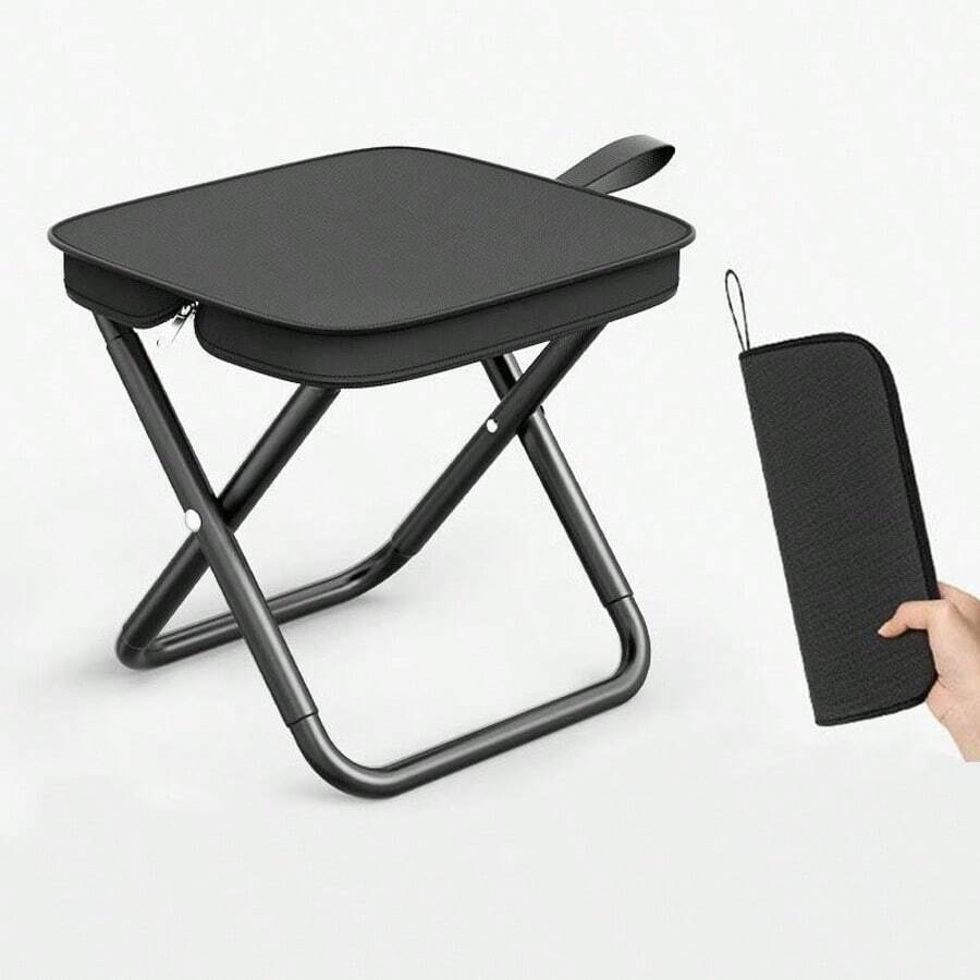 1 Stück tragbarer faltbarer Stuhl, geeignet für Teenager, Eisenlegierung-Rahmen, faltbarer Outdoor Picknick Camping Hocker, leichter Reisesitz, Angelzubehör, mit Tragetasche