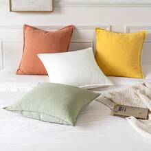 Local Delivery- Decorative Linen Pillow Covers 18x18 Inch Natural Beige ​Boho Farmhouse​ ​Neutral Couch Throw Pillows For Bed Pack Of 2 Accent Outdoor Pillowcase Modern Sofa Cushion Livingroom Home Decor - Light Green - 查看 5