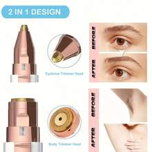 1 件女士可充电二合一面部剃须刀和毛发修剪器，带脱毛器、唇毛和眉毛脱毛器 - 几分钟内即可获得光滑无瑕的肌肤！ - 白色 - 查看 4