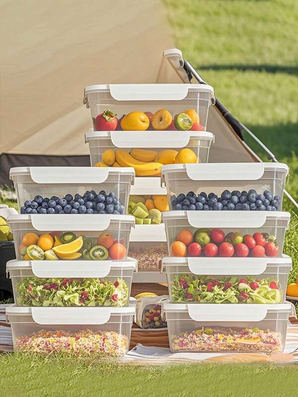 Juego de 10 tazones portátiles para exteriores, de 850 ml/1400 ml, perfectos para almacenamiento de alimentos en la cocina, el refrigerador o al aire libre. Estos recipientes herméticos mantienen los alimentos frescos y se pueden usar en el microondas. Tienen un diseño apilable y a prueba de fugas.