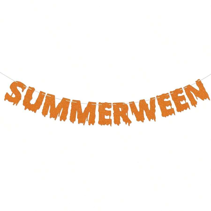 Summerween Banner, Summer Halloween Party Decorations, Halloween In Summer Decor - Orange - View 1