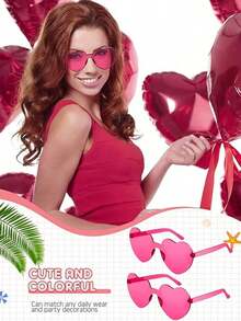 1-10个/包 透明心形派对眼镜，多功能新奇自拍眼镜 - 彩色 - 查看 6