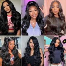 RALISA 12A Human Hair Bundles Body Wave Bundles  Bundles Human Hair Weave Bundles Human Hair 100% Human Hair Bundles Brazilian Human Hair Bundles Human Hair Body Wave Bundles Human Hair Extensions Christmas Gifts Hair Accessories For Women Hair Accessories For Women Christmas Decoration - Natural Black - Xem 8