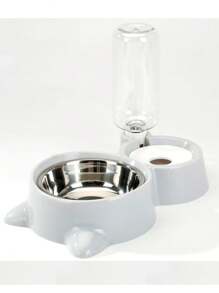 1 Set Cat Shaped Pet Bowl, Stainless Steel Automatic Water Feeder Pet Bowls Suitable For Cats & Small/Medium Dogs