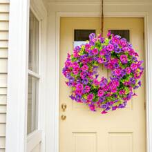 20.47" Bright Front Door Wreath, Artificial Flowers - Suitable For Spring/Summer Decor, Year-Round Decoration, Home Decor Artificial Flower Wreath For Front Door, Porch, Patio, Window Display, Wedding Arch, Seasonal Hanging Decor, Ideal For Holidays