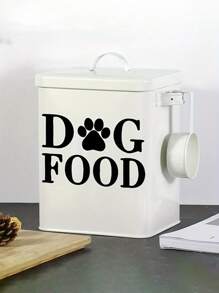 Waterproof PVC Dog & Cat Food, Snacks Storage Box Stickers - Creative Letter Print, Self-Adhesive Removable Wall Stickers, Home Decor Use