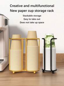 1pc Acrylic Disposable Paper Cup Holder, Light Luxury And Elegant Coffee Cup Storage Rack, Suitable For Kitchen Restaurant, Home, Cafe, Office And Hotel Use, Ideal For Neatly Storing Paper Cups