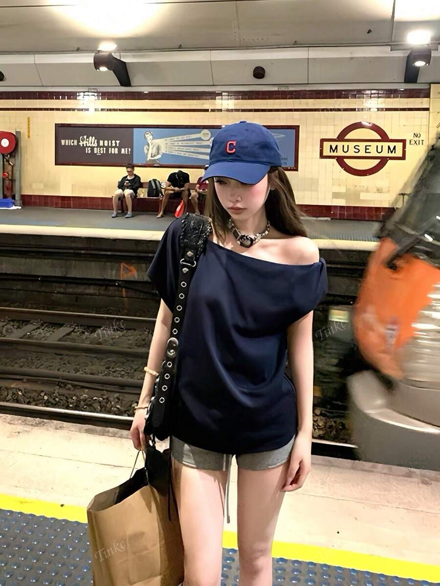 F14 STYLE Casual Loosefit Off Shoulder Tshirt image