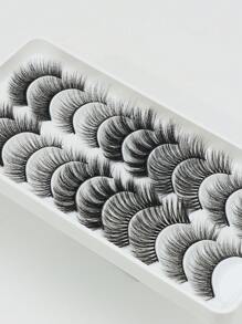 10 对自然 C 型假睫毛，蓬松柔软，戏剧性，纤长纤细，稀疏凌乱，多层睫毛，短而浓密的假睫毛，散装假睫毛，彩妆产品，手工上睫毛，翼状眼尾延长，自然逼真的睫毛，全条睫毛，持久浓密的睫毛，流行彩妆美容工具