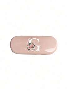 Cremefarbene/Monet-Stil einfarbige Brillenetui, Muster mit Blumen-Anfangsbuchstaben A-Z, neues und einfaches Design, praktisch und tragbar mit wasser- und staubdichter Funktion, Buchstaben Dekor Brillenetui für Sonnenbrillen und Brillen, Brillen-Aufbewahrungsbox mit Deckel, tragbarer Aufbewahrungsbehälter für Zuhause für Damen und Herren, Brillenhalter, schützende Brillenetuis, harte Sonnenbrillenbox