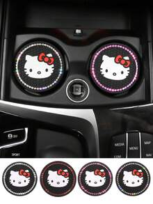 2件装Kitty Cat硅胶汽车杯架杯垫 水钻装饰PVC防滑垫 隔热垫 汽车内饰配件 - 彩色 - 查看 11