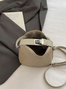 女士迷你手提包，新款小众纯色可锁化妆包，软皮单肩斜挎饺子方包，时尚简约小钱包