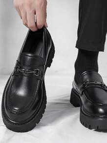 Men's Shoes, Thick Sole Teenager Fashion Sneakers, Slip-On Loafers, British Style Shoes, Business Casual Work Daily Walking Shoes, Men Footwear