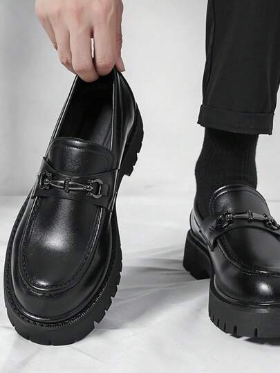 Men's Shoes, Thick Sole Teenager Fashion Sneakers, Slip-On Loafers, British Style Shoes, Business Casual Work Daily Walking Shoes, Men Footwear Formal/Business Formal Wedding Accessories