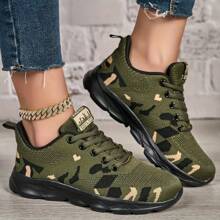 2025 Women's Fashion, Comfortable, Versatile, Breathable, Camouflage, Athleisure Shoes, Running Shoes, Walking Shoes, Lace-Up Lightweight Road Running Shoes
