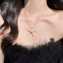 925 纯银镀星形项链海星吊坠项链可爱时尚奢华情人节订婚生日礼物和送礼佳品 - 銀色 - 查看 4