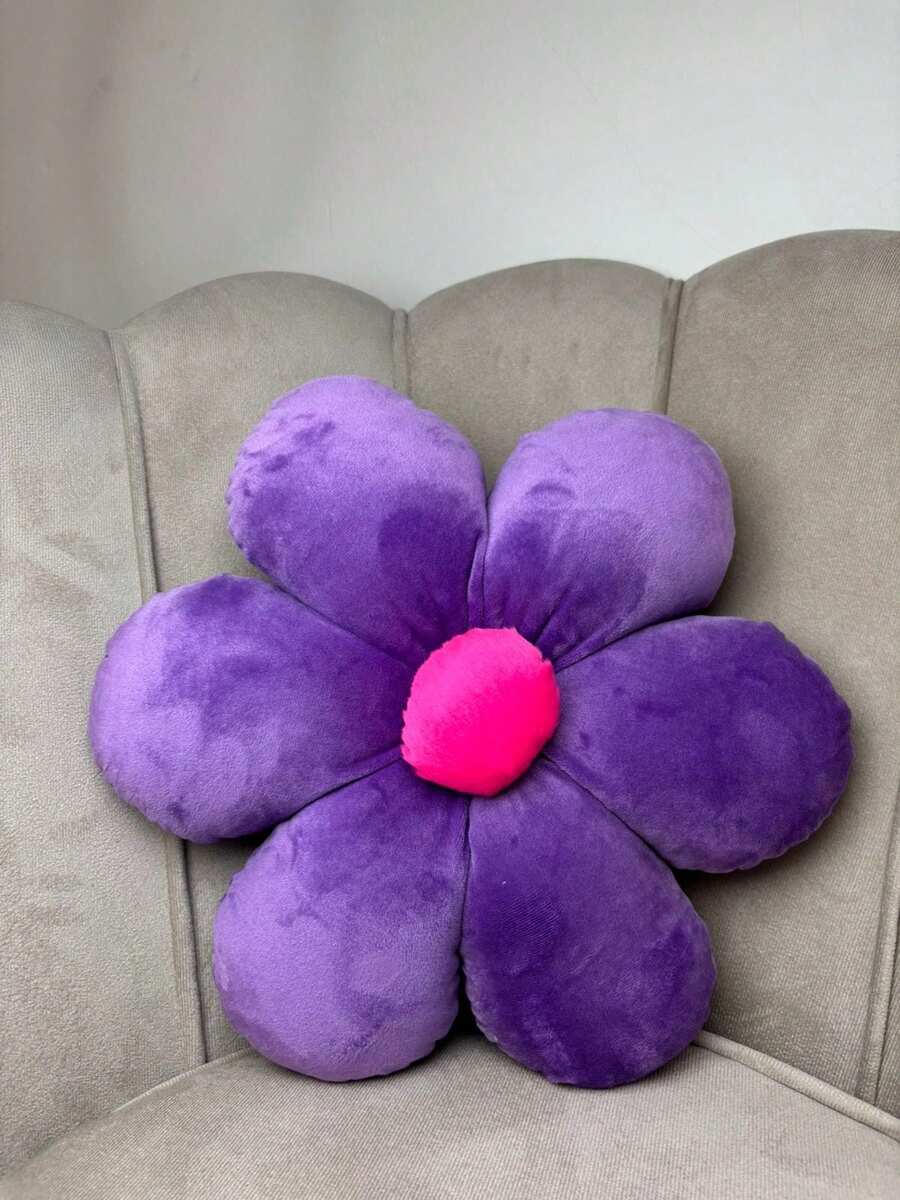 Creative Cute Flower Shaped Pillow, Daisy Flower Pillow, Aesthetic Daisy Flower Pillow, Cute Flower Seat Cushion, Flower Bedroom Decor Pillows For Sofa Bed - 紫色 - 查看 1