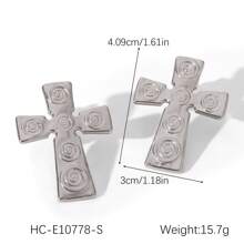 1 Paar Kreuz-Ohrstecker mit Gewinde für Frauen, Edelstahl vergoldet mit 18 Karat, modischer Schmuckzubehör Geschenkartikel