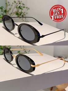 1 件/2 件女士新款小框时尚眼镜椭圆形设计紫色眼镜时尚奢华风格镜腿设计黑色色调简约风格可爱果冻色眼镜别致豹纹渐变色设计装饰眼镜适合日常派对使用学院风适合返校椭圆形镜腿装饰