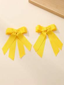 2 piezas Clips de pelo con lazo de textura dulce de moda para niñas