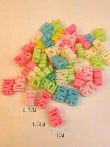 50pcs Valentine's Day DIY 3D LOVE Letter Necklace Bracelet Charms, Fashion Versatile Candy Color Straight Hole Accessories - Multicolor - View 2