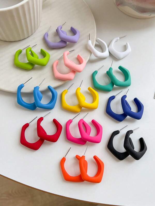 1 Pair Fashion Candy Color U-Shaped Earrings, Creative Geometric Acrylic Earrings