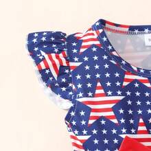 Girls 4th Of July Dress Toddler Girl American Flag Dresses Flutter Sleeve Patriotic Clothes Independence Day Outfits - Stars and Stripe - View 4