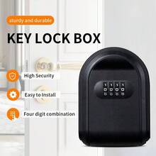 1 pieza Caja fuerte de llave de combinación de 4 dígitos montada en la pared, totalmente de plástico, resistente, a prueba de intemperie para exterior, para guardar llaves del hogar, auto y oficina (universal) - Multicolor - Ver 5