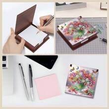 1pc DIY Diamond Painting Note Holder Wooden Memo Box For Desk – Special Shaped Rhinestones, Flower & Animal Patterns, Includes 160 Sticky Notes, Handmade Memo Holder For Office, Home, School, Crafts & Holiday Gifts