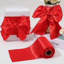 Width 4 Inch Single Face Pink Satin Ribbon Extra Wide Silk Solid Thick Large Solid Polyester Fabric Ribbons For Sewing Making Crafts Cutting Ceremony Wedding Chair Sash Supply 20m Each Roll