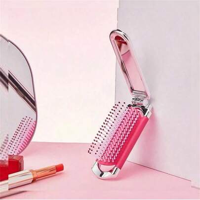 Barbie Serie Sunshine 2 en 1 Mini Peine Portátil Plegable con Espejo, Cojín de Aire, Peine Cosmético de Viaje, Cepillo de Pelo y Herramienta de Maquillaje