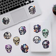 50 Stücke personalisierte Cartoon Totenkopf Graffiti Aufkleber, geeignet zum Dekorieren von Skateboards, Gepäck, Kühlschränken, iPads, Telefonen, Trinkbechern, Gitarren, Schränken, Wänden, Fotoalben, Tagebüchern, Autos, Helmen und anderen Alltagsgegenständen, geeignet für Erwachsene und Jugendliche, Schulmaterial, Rückkehr zur Schule