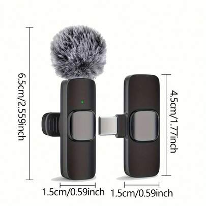 Micrófono inalámbrico de solapa - Diseño compacto con conector USB-C para smartphones y portátiles, ideal para grabación de vídeo, transmisión en vivo, entrevistas y vlogging, incluye batería recargable de 60mAh, paravientos de espuma, sistema inalámbrico de micrófono de solapa mini
