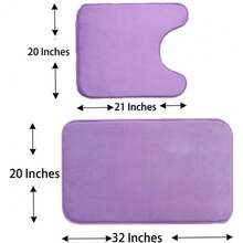 Local Delivery-Madeals Memory Foam Toilet Rug Set 3 Piece And Bathroom Mat With Toilet Lid Cover And Tank Cover Set Black - Lavender - View 2