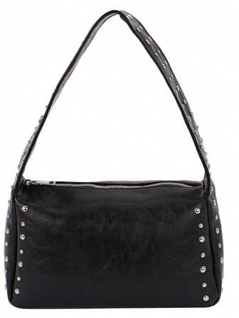 2-25pcs Rivet Fashion New 2025 Personalized Messenger Bag Retro Solid Color Dumpling Design Simple Shoulder Bag Handbag For Women