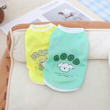 Pet Summer Clothes, Breathable Mesh Vest Shirt For Cats And Dogs, Cute Cartoon Pattern, Suitable For Teddy & Poodle