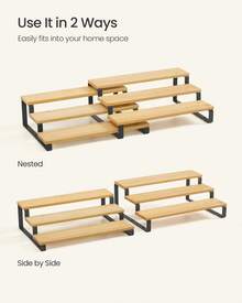 SONGMICS 2 Pack Display Risers, Bamboo Perfume Organizer Stand, 3 Tier Cupcake Stand Holder, Spice Rack - Black - View 6