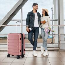 Sweetcrispy Carry On Luggage, Hard Shell ABS, Double Spinner Wheels Lightweight Suitcase TSA Lock 3-PCS Set (20/24/28 Inch), Luggage Set - 粉色 - 查看 4