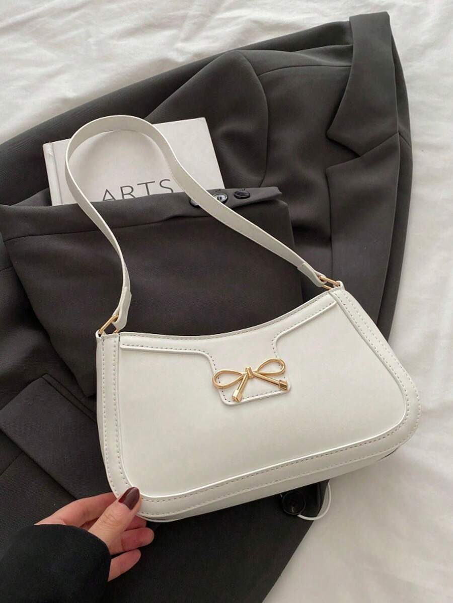 Bowknot Shoulder Bag For Women, Fashionable And Simple, Suitable For Holiday Outings - White - View 1