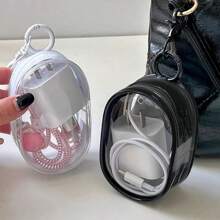 Transparent PVC Waterproof Heart-Shaped Cable And Earphone Storage Bag - Electronic Accessories Organizer Bag With Key Ring For Summer Holiday Travel, Outdoor Activities Cable Organizer, Travel Essentials