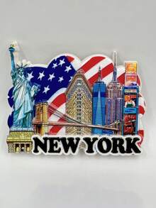 1pc US City Fridge Magnet, Creative 3D Raised Souvenir Travel Magnet, Personalized Home Decor - Multicolor - View 21
